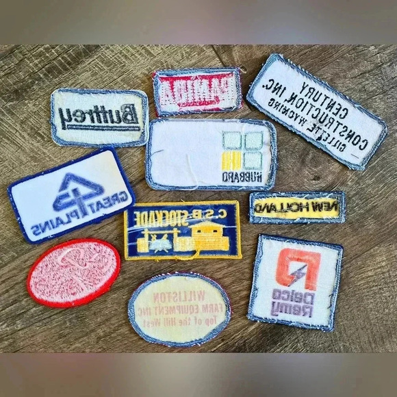 10 Vintage Jacket Uniform Fabric Patches Farm Construction Delco - Picture 4 of 4